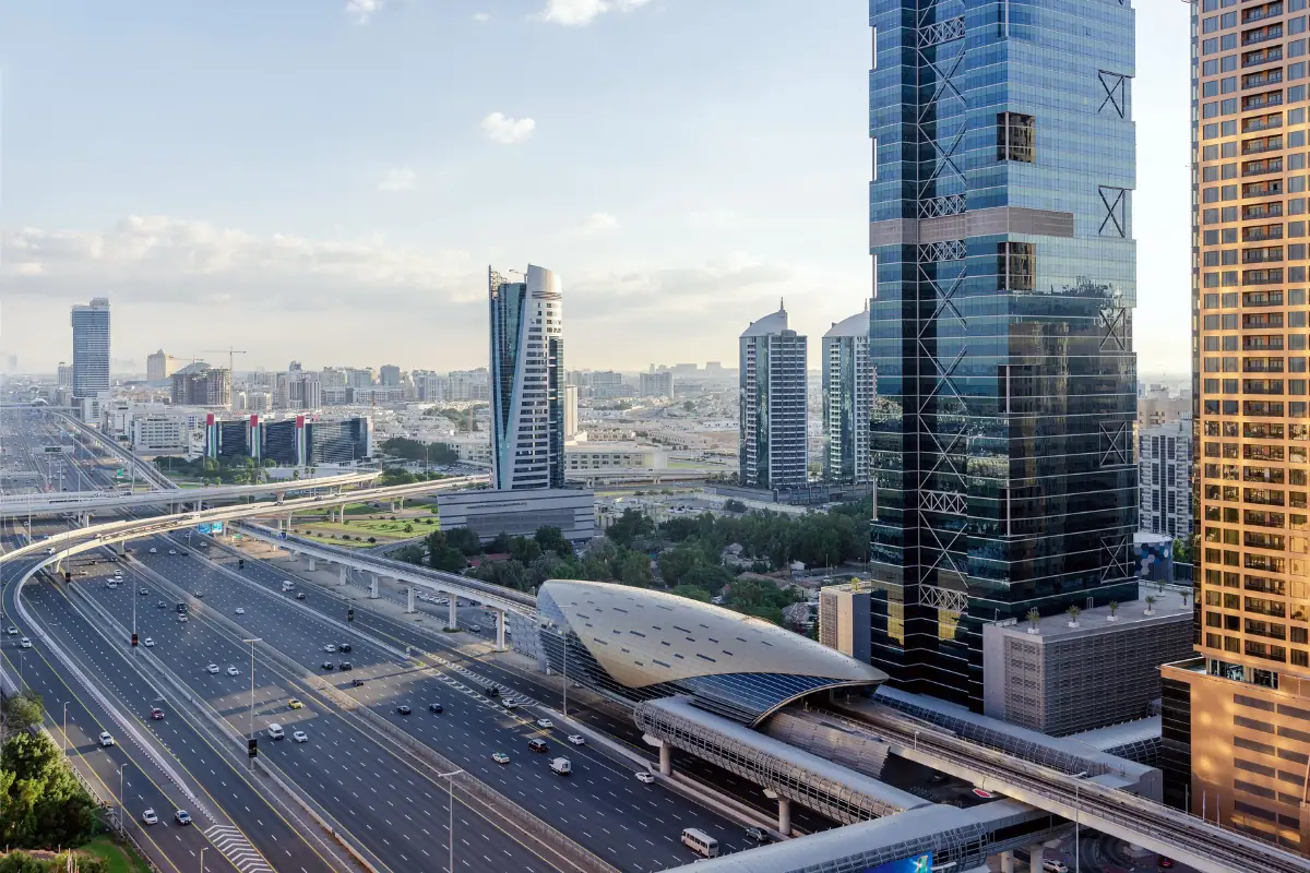 Dubai skyline and Sheikh Zayed Road